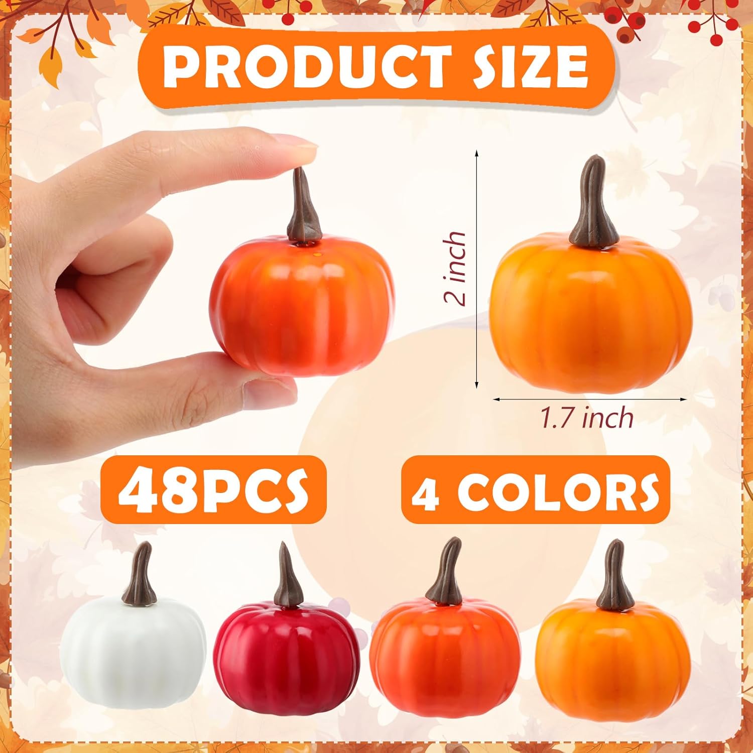 Thyle Mini Artificial Pumpkins 48 Pcs Fall Decor Set