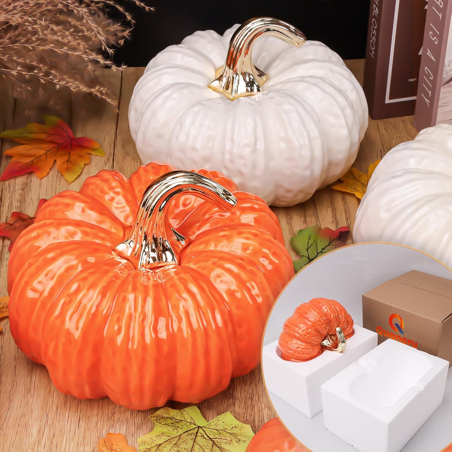 79 Inch Ceramic Artificial Pumpkin Decor for Halloween