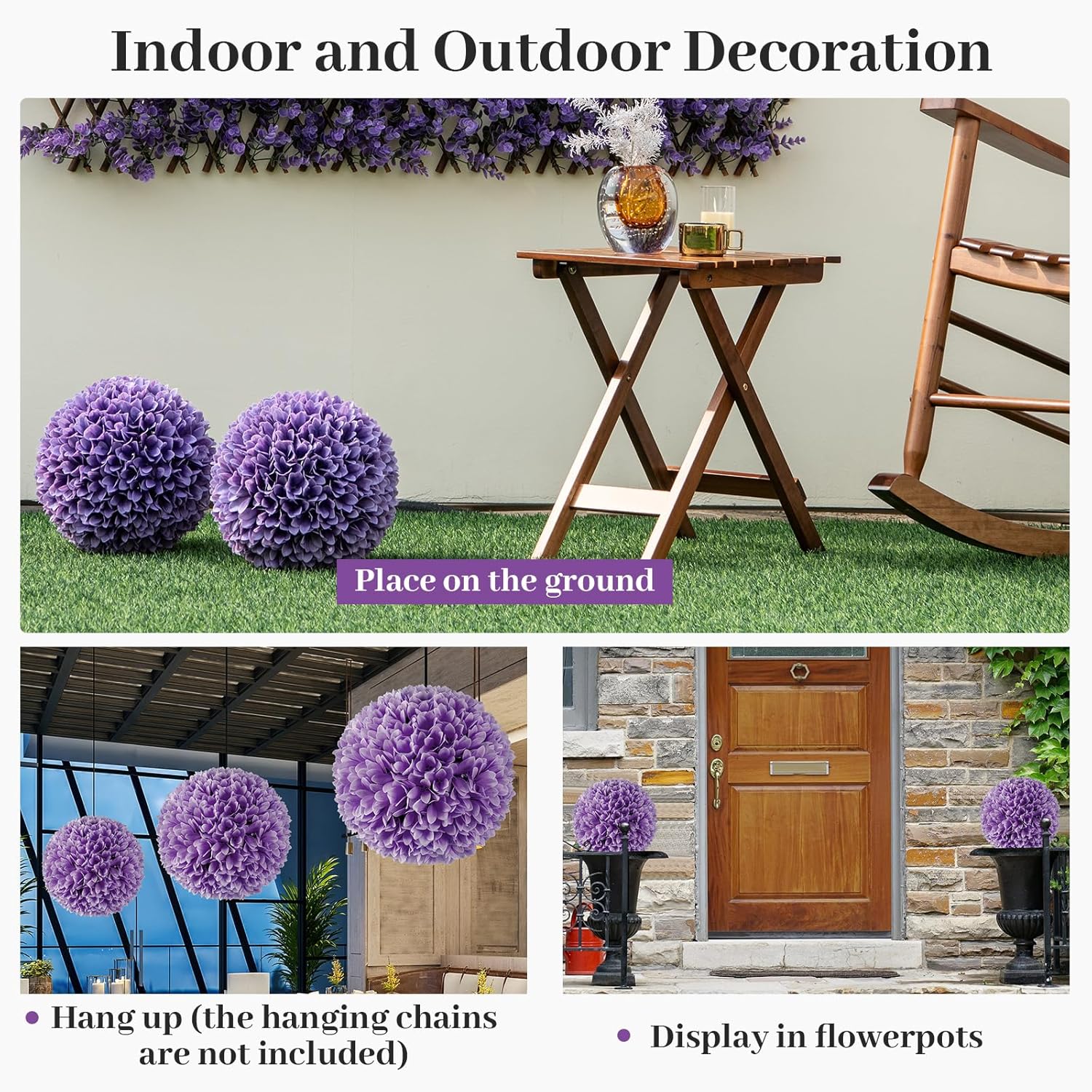 Goplus 11 Inch Artificial Topiary Balls Purple Set of 2
