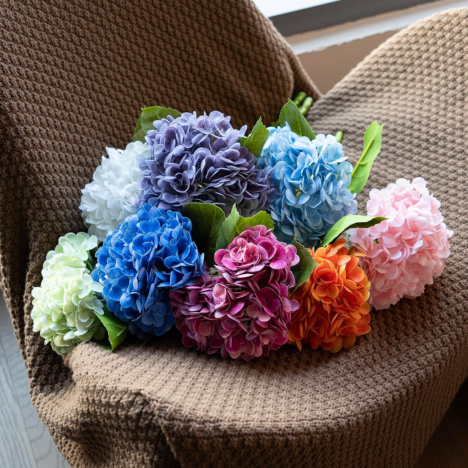 3PCS 22 Inch Realistic Artificial Hydrangea Flowers