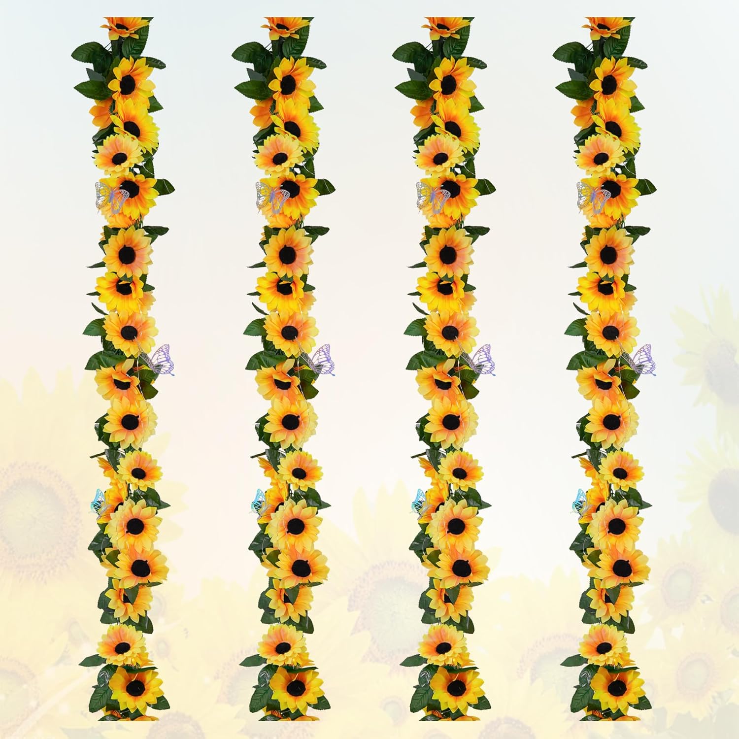 4 Pack Silk Sunflower Garland for Fall Decor