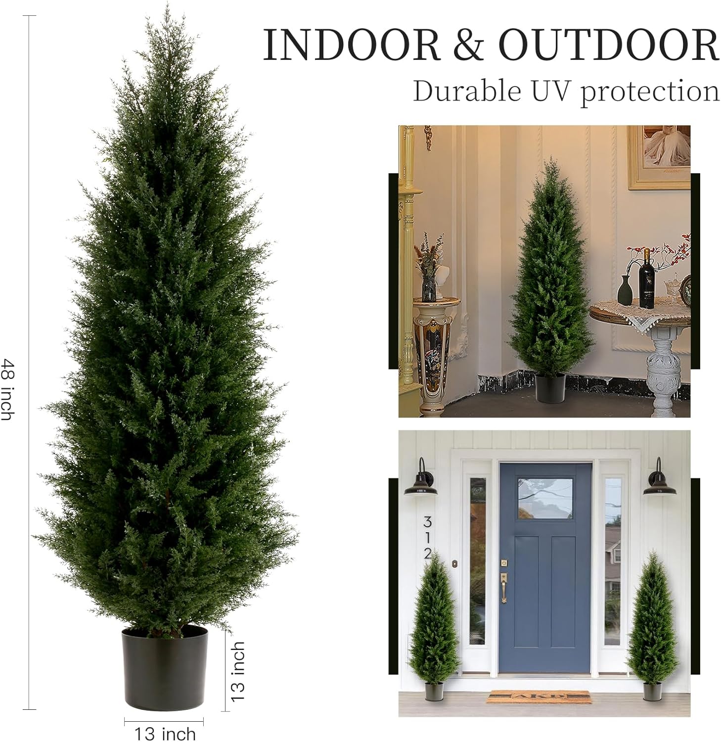 Artificial Cedar Trees Set of 2 UV Resistant Outdoor Faux Plants