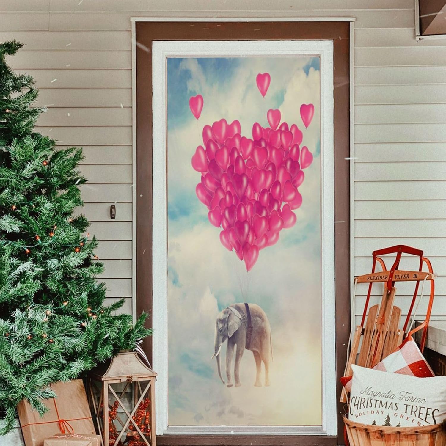 Susiyo Flying Elephant Halloween Door Cover 32x79 in