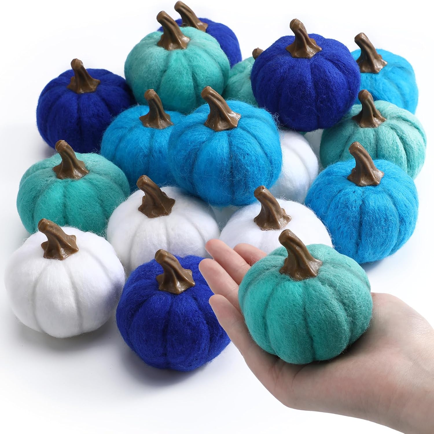 Suncalla 16 Pcs Mini Wool Felt Pumpkins Fall Decor