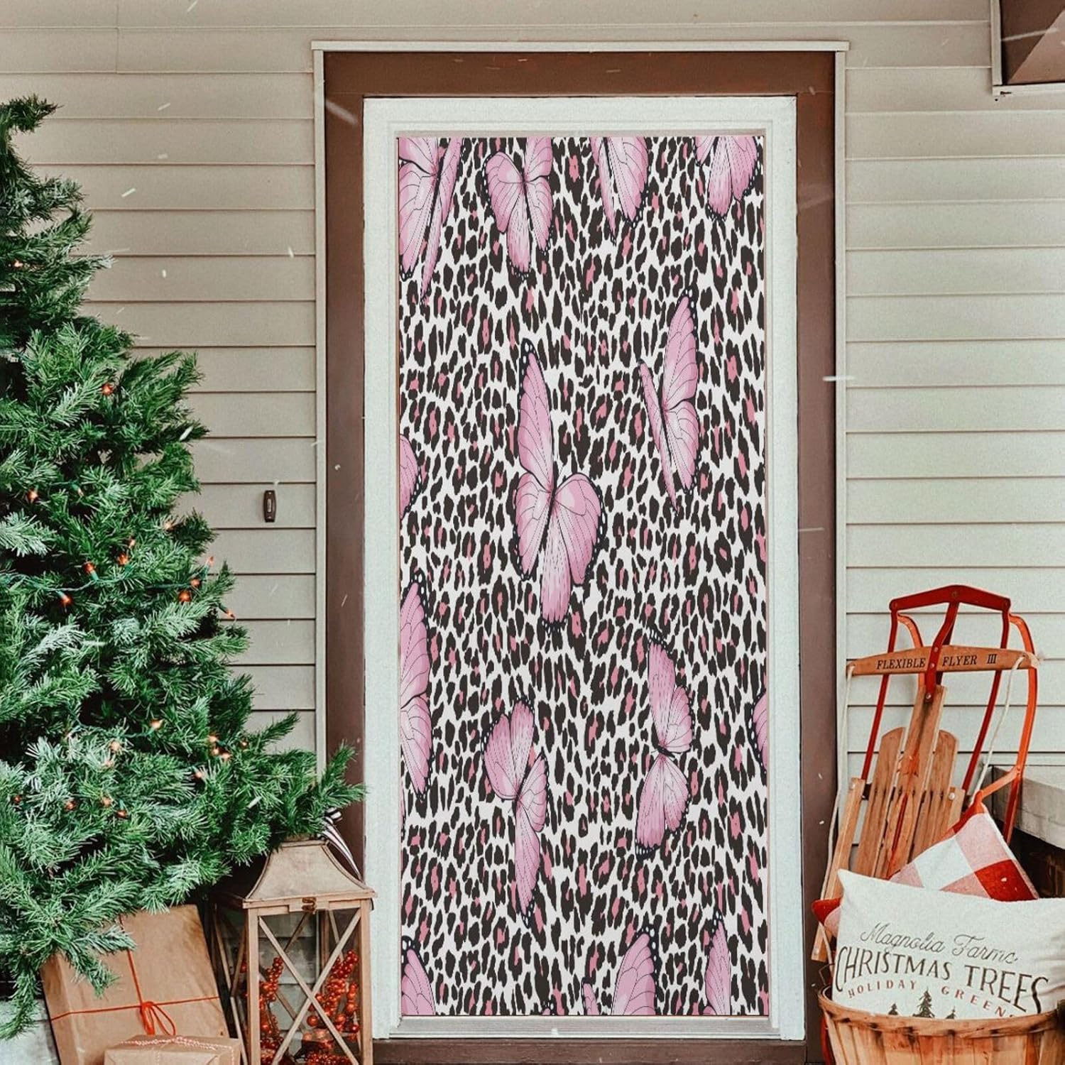 Susiyo Butterfly and Leopard Halloween Door Cover 32x79 in