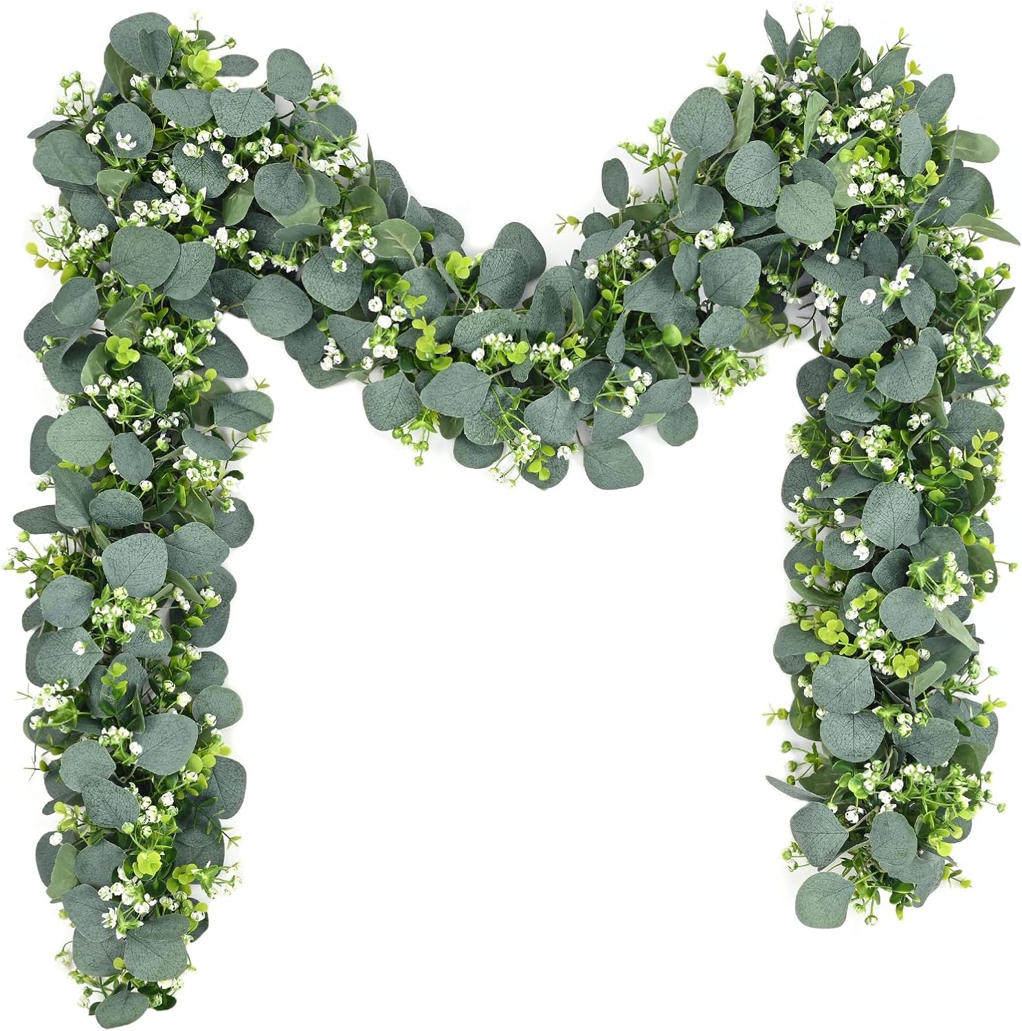 Waipfaru 2Pcs Eucalyptus Garland with Flowers
