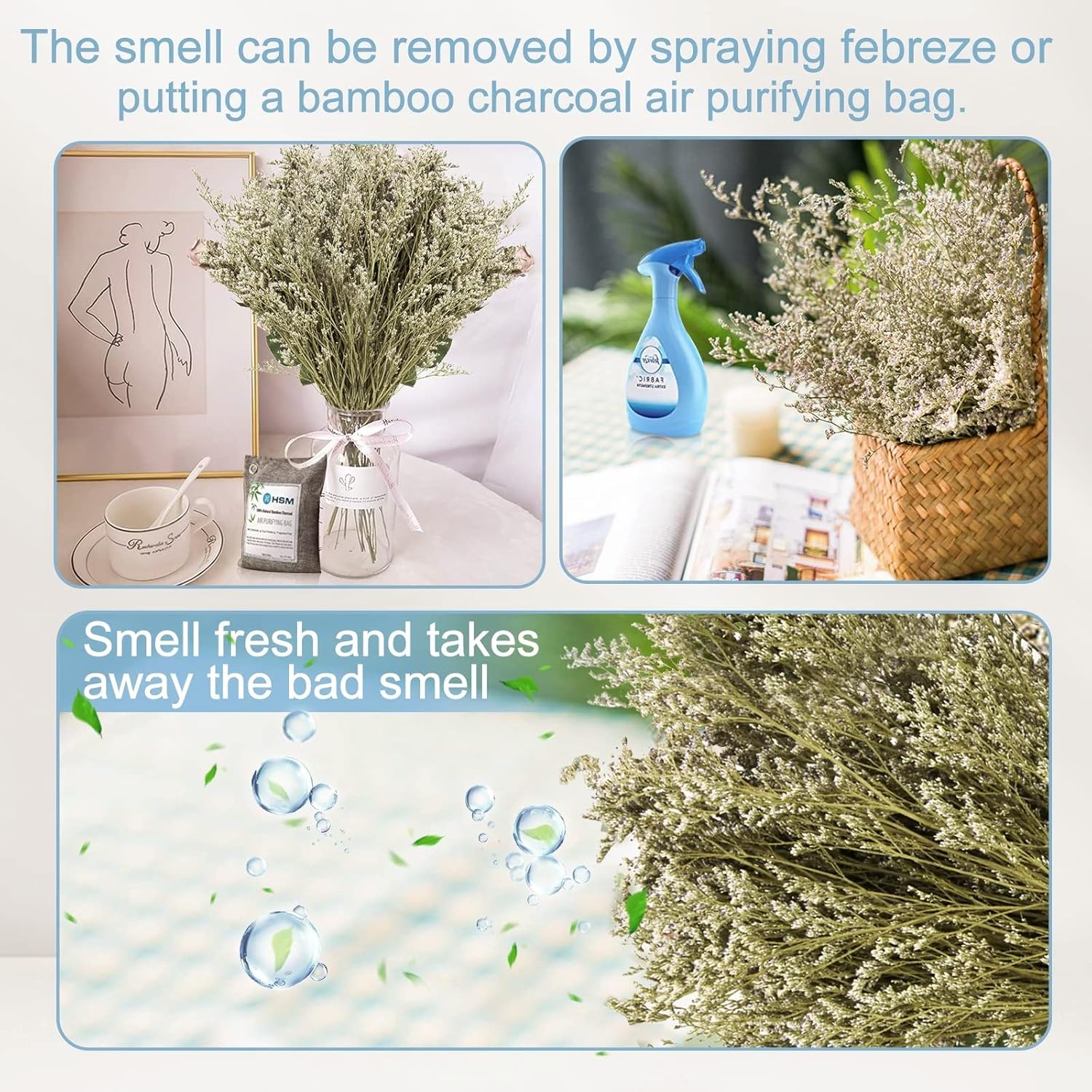 Saipro Preserved Limonium Bouquet 25 Stems Real Fresh Sea Lavender