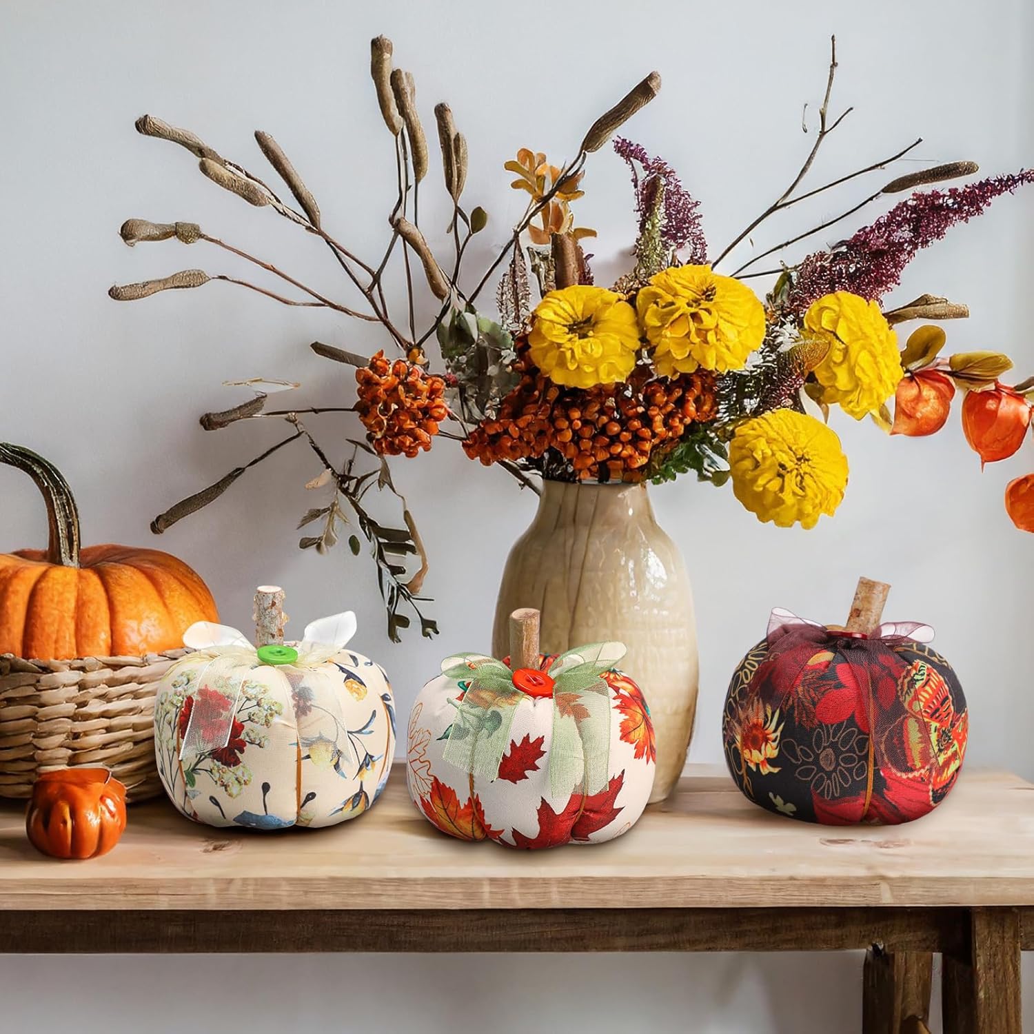 Chunful 6PCS Artificial Pumpkins Fall Decor Set