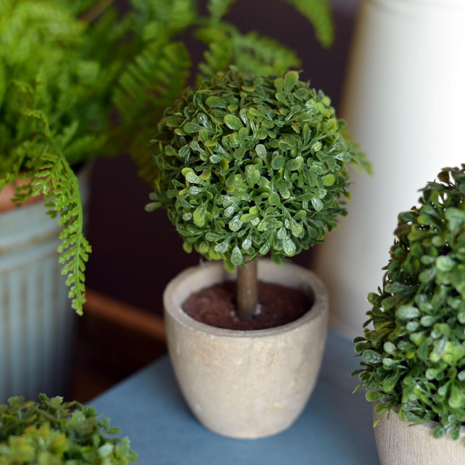 WHW Realistic Faux Boxwood Topiaries Set of 3