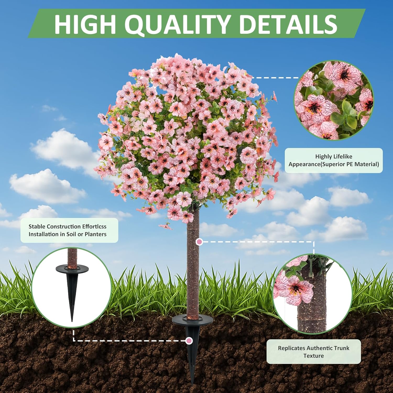 36 Artificial Boxwood Topiary Ball Tree with Violet Flowers 2Pack Pink