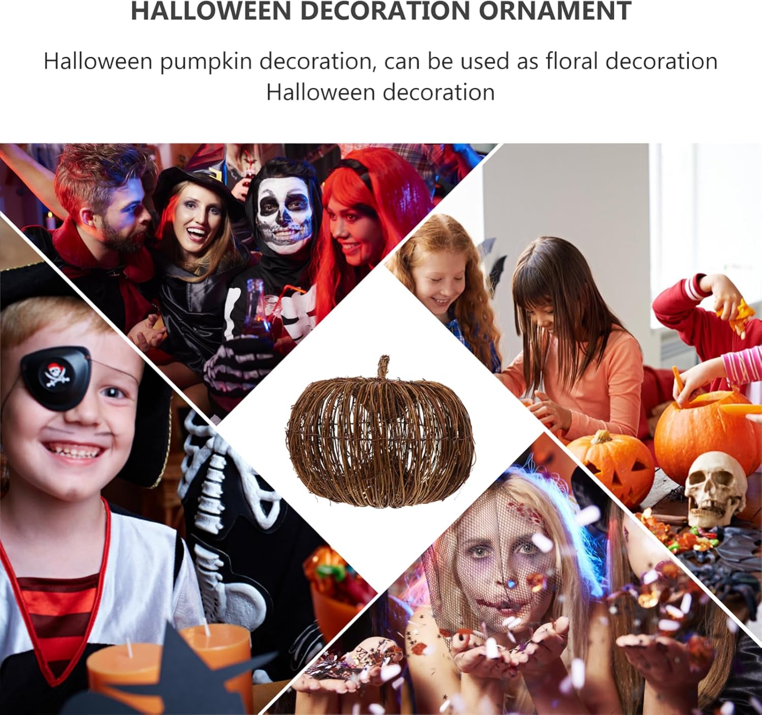 VOSAREA Halloween Rattan Pumpkin Decor 20CM