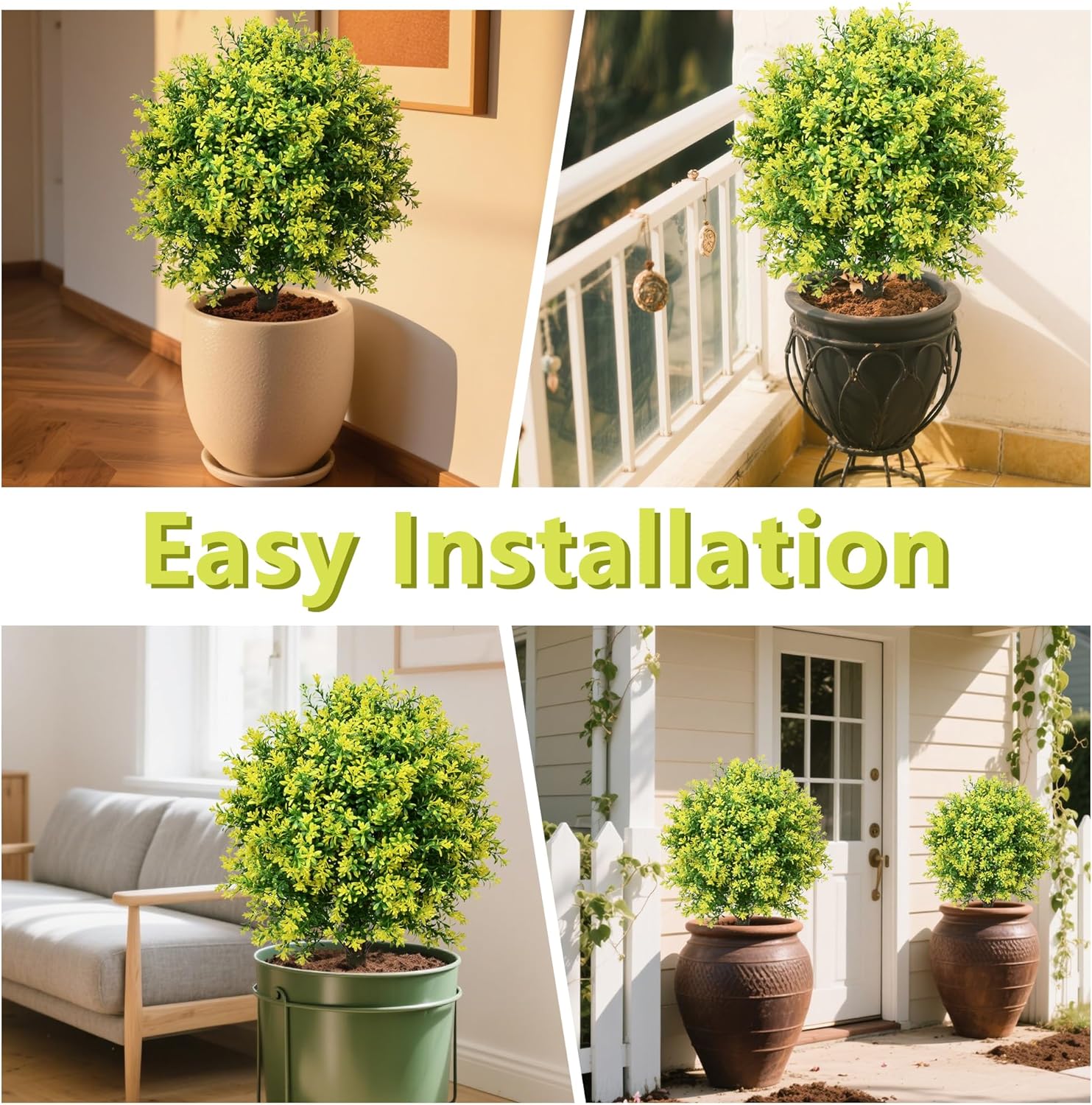 28 Inch Artificial Boxwood Topiary Tree Yellow