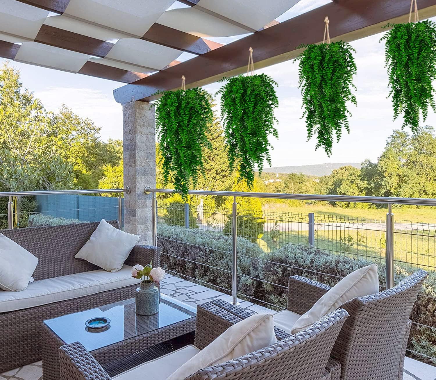 Toprooms 4pcs Artificial Hanging Plants Faux Fern Ivy Vines
