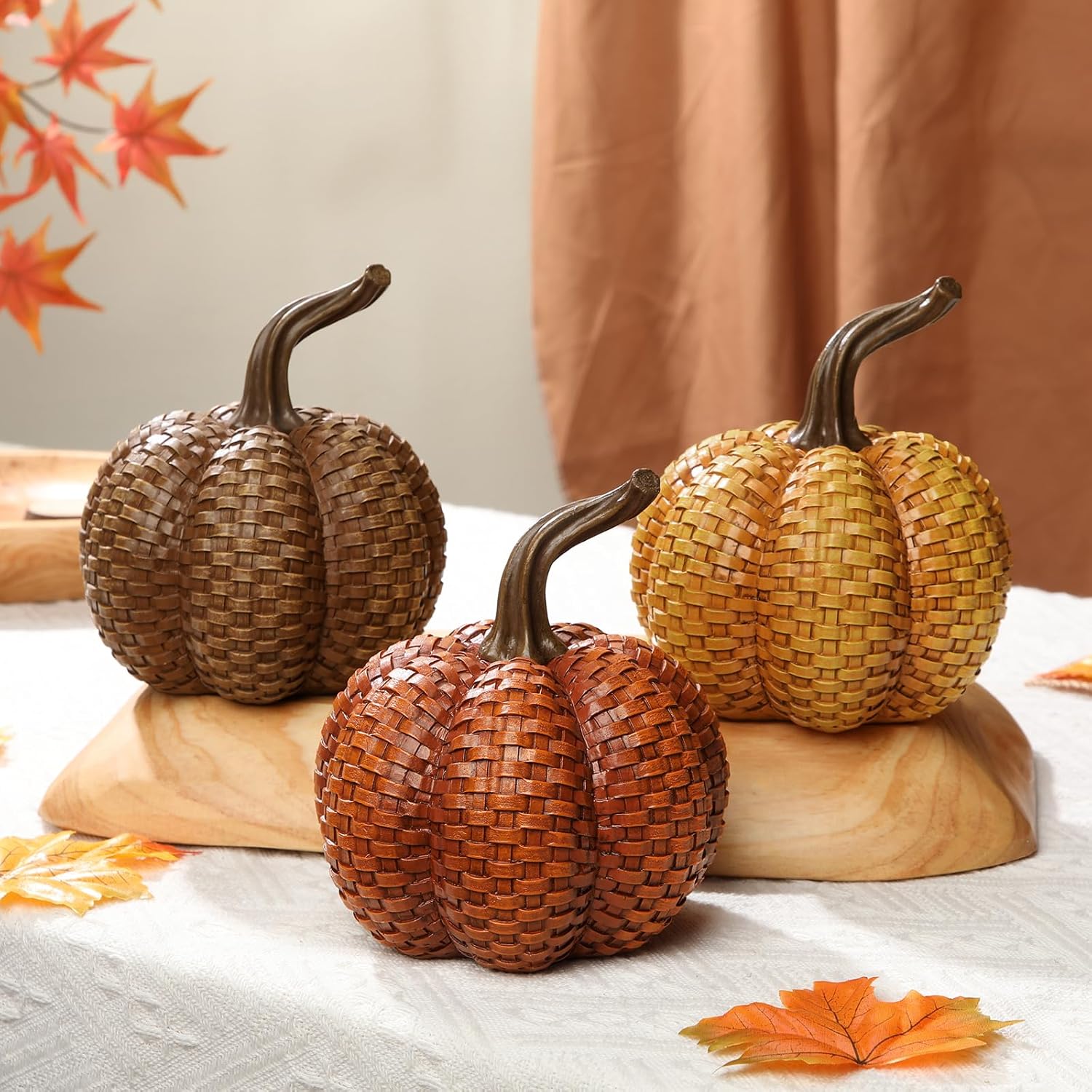 Hollyone Fall Resin Pumpkins Decor 3PCS