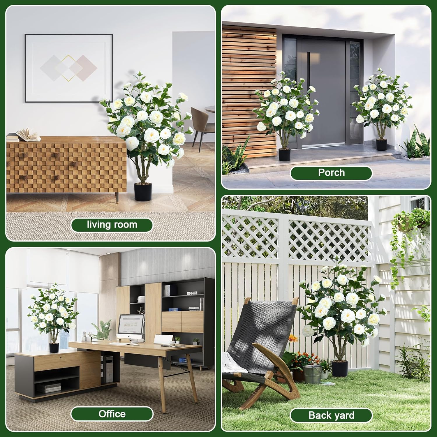 Lifelike Artificial Camellia Tree 2 Pack