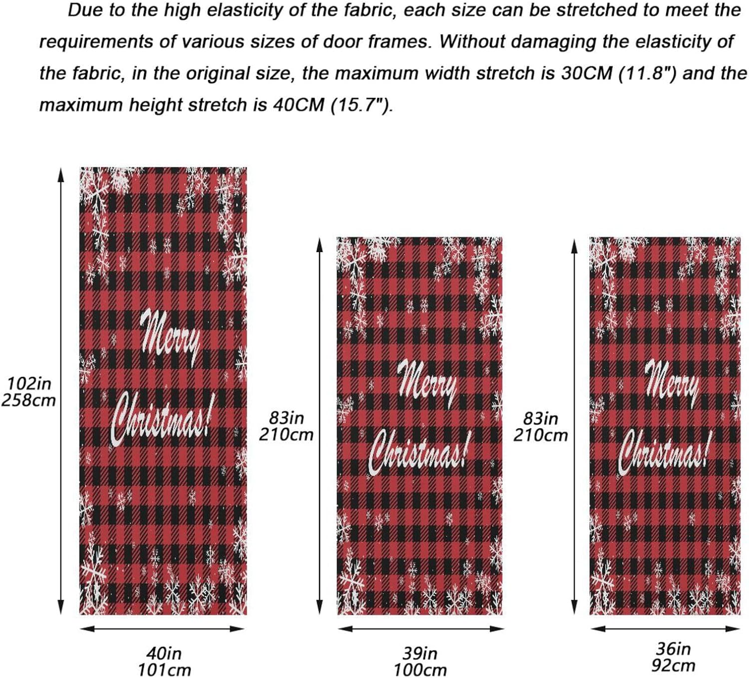 Susiyo Christmas Door Cover with Stretch Fabric Plaid