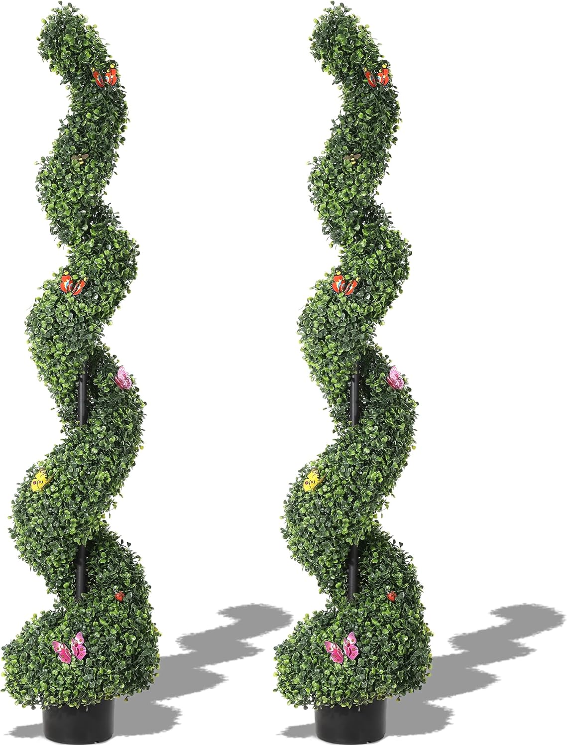 IDEALHOUSE 5FT Artificial Boxwood Spiral Topiary Trees 2Pcs