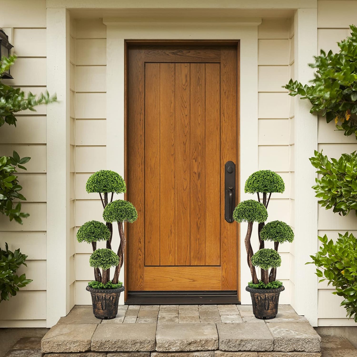 3ft Artificial Cypress Topiary Tree with Retro Cement Pot