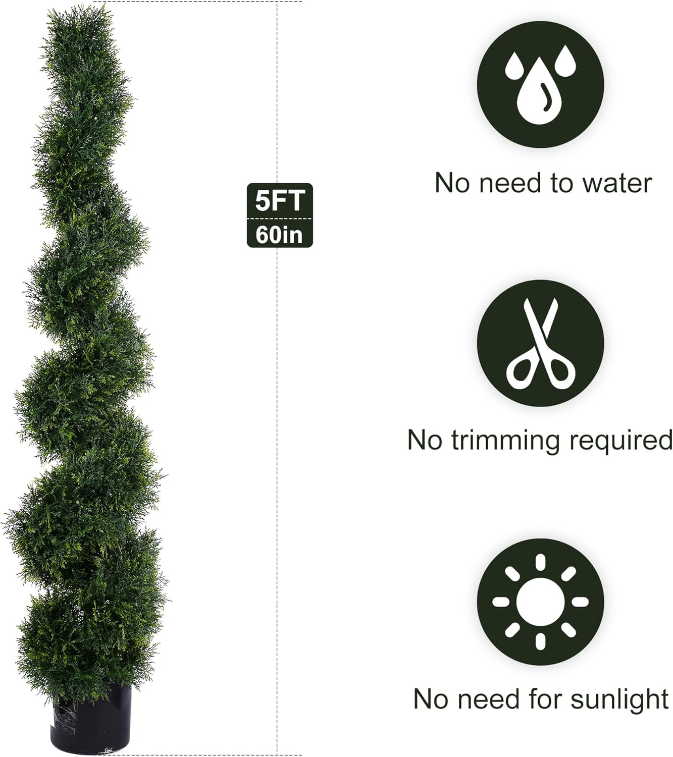 5FT Spiral Artificial Topiary Trees Set of 2