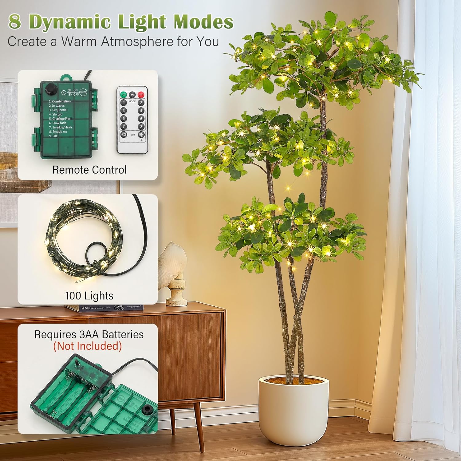 GarveeHome Artificial Black Olive Tree with LED Lights