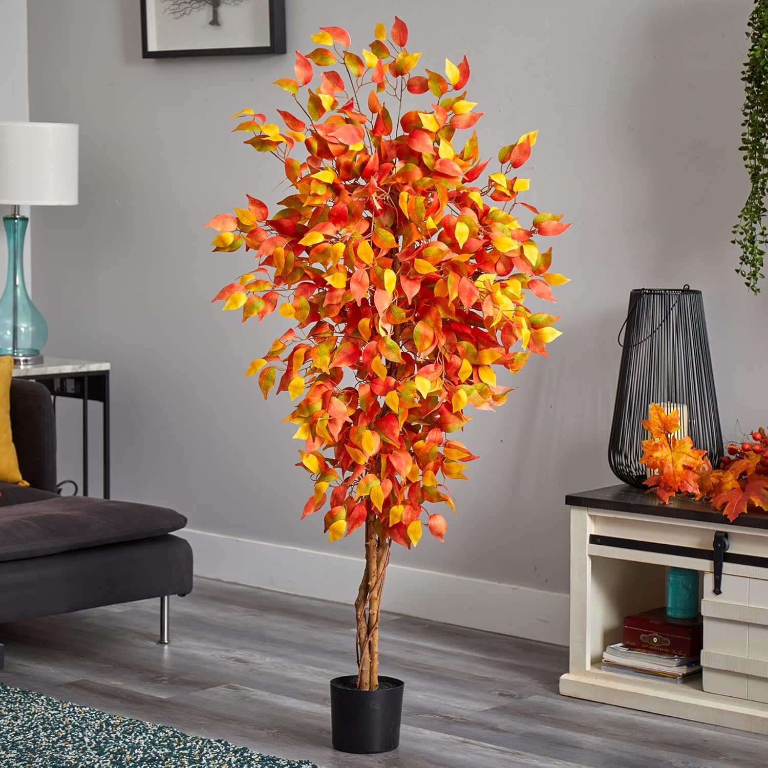 Nearly Natural 5ft Autumn Ficus Artificial Tree