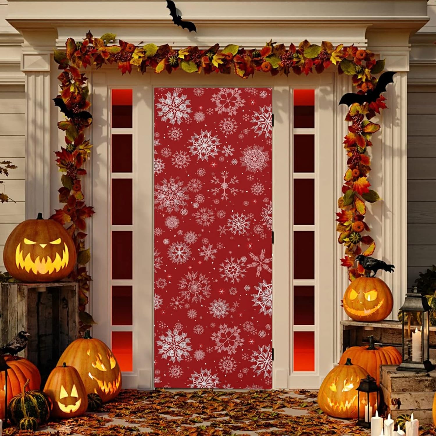 Poeticcity Festive Snowflakes Door Cover 35x79 Inches