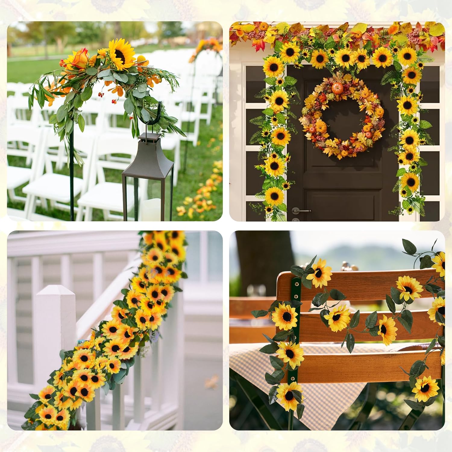 4 Pack Silk Sunflower Garland for Fall Decor