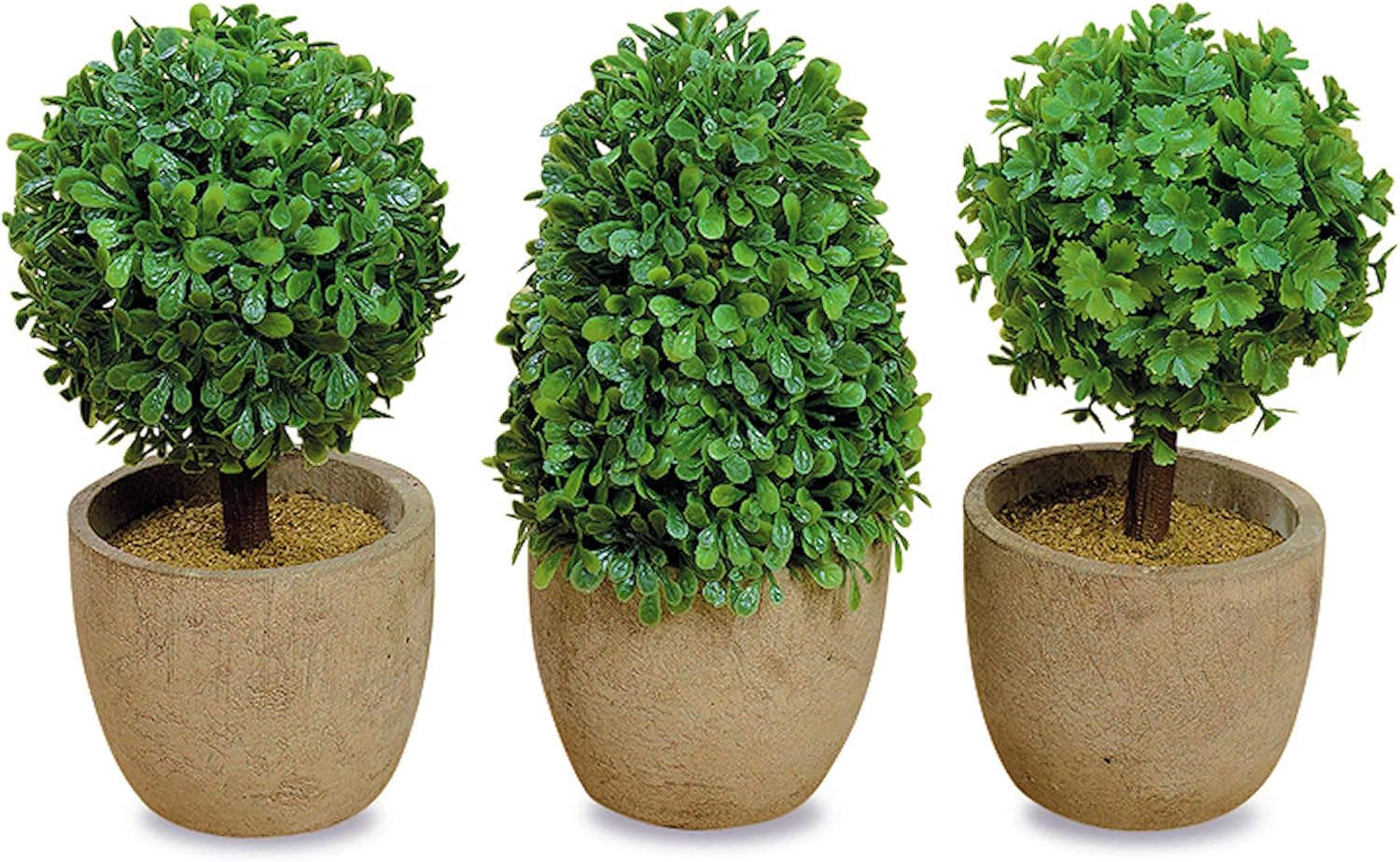 WHW Realistic Faux Boxwood Topiaries Set of 3