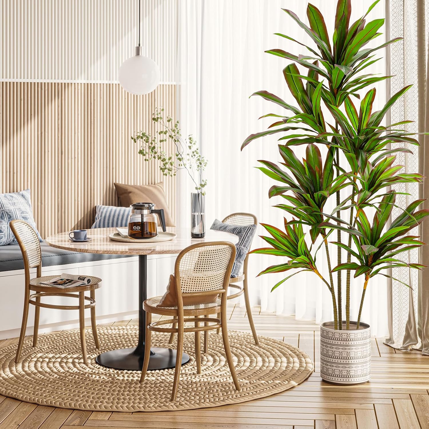 VIAGDO 6ft Artificial Dracaena Plant with Red Leaf Margin
