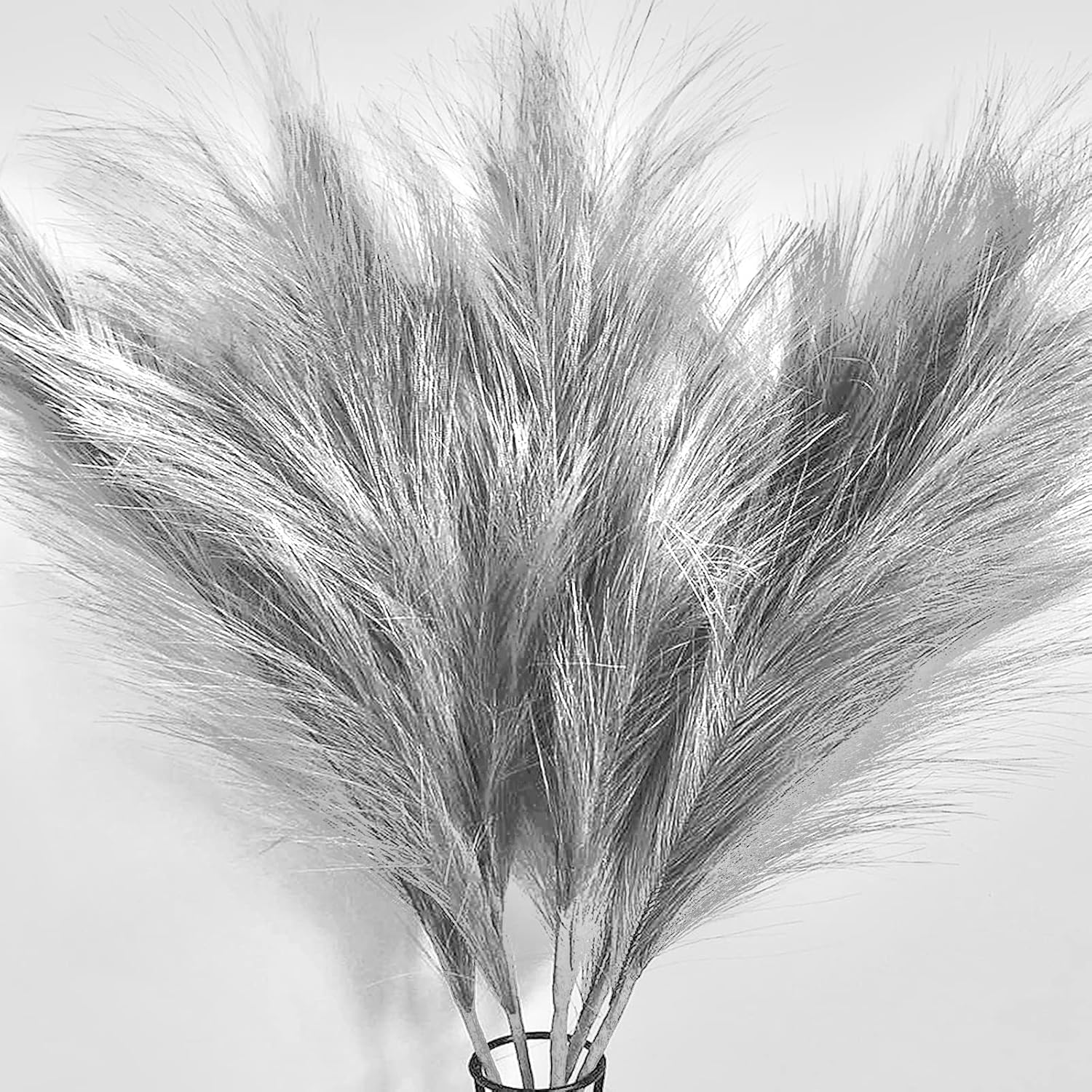 Pusuny 7PCS Gray Faux Pampas Grass Decor for Vase
