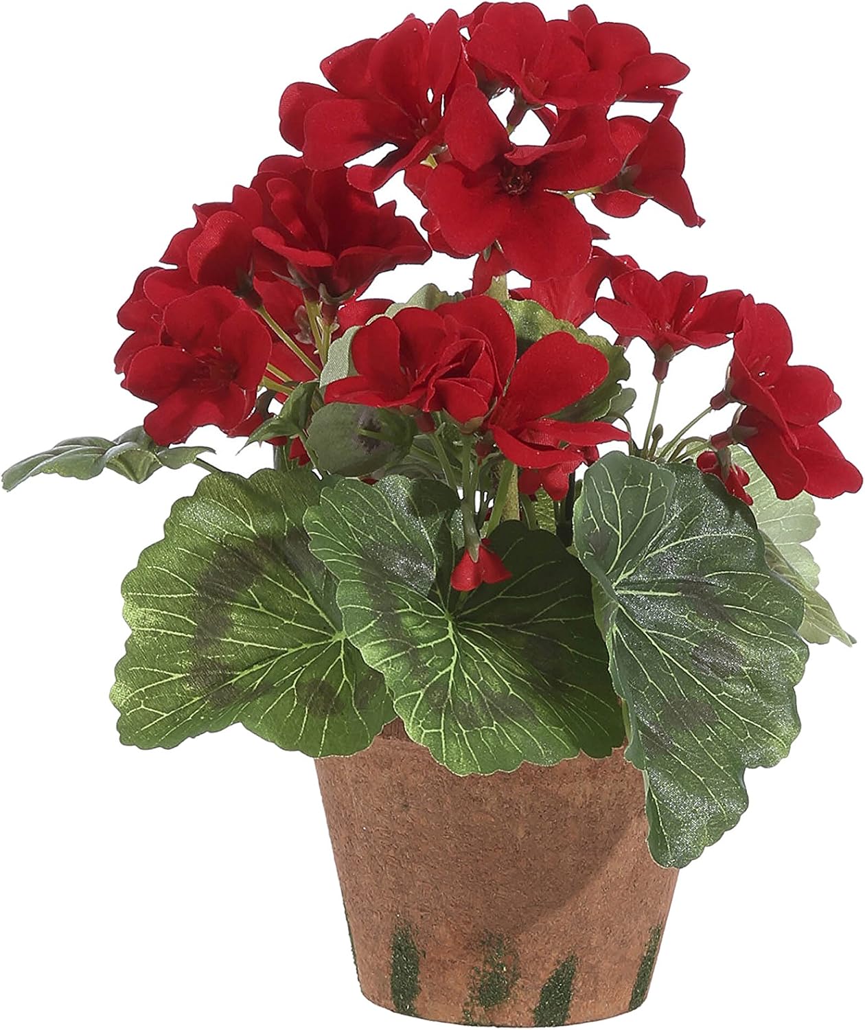9 Inch Artificial Red Geranium with Moss