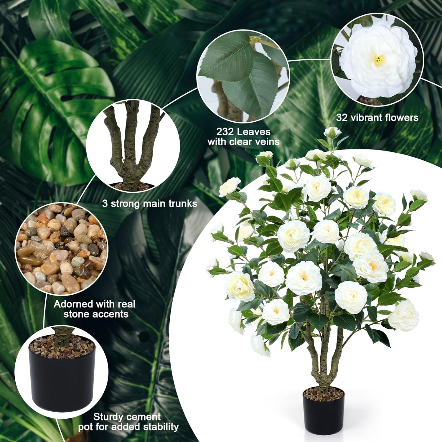Lifelike Artificial Camellia Tree 2 Pack