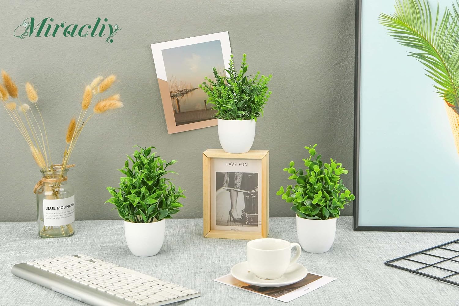 Miracliy 4 Pack Artificial Plants for Indoor Decor