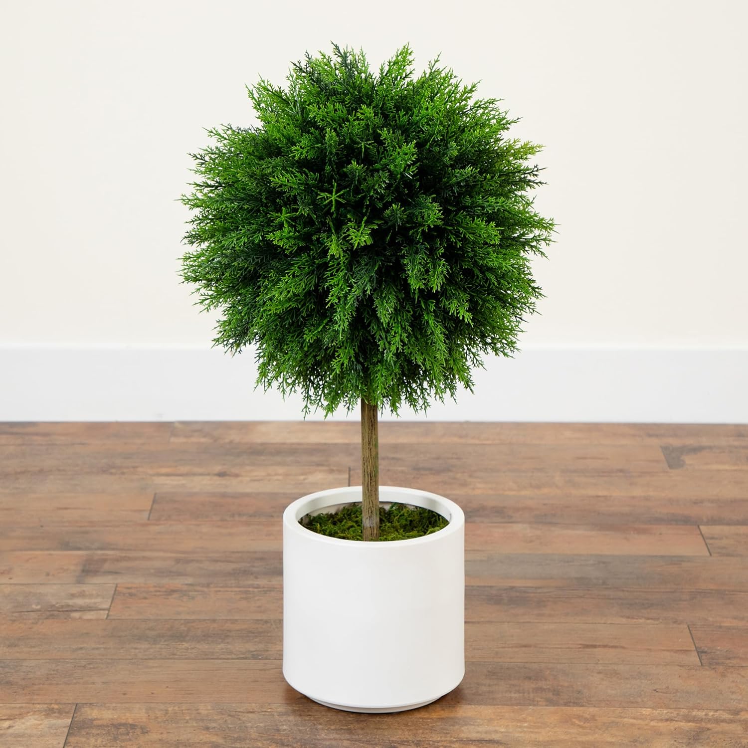 Nearly Natural 25-Ft Artificial Cedar Topiary Tree with UV Resistant Foliage