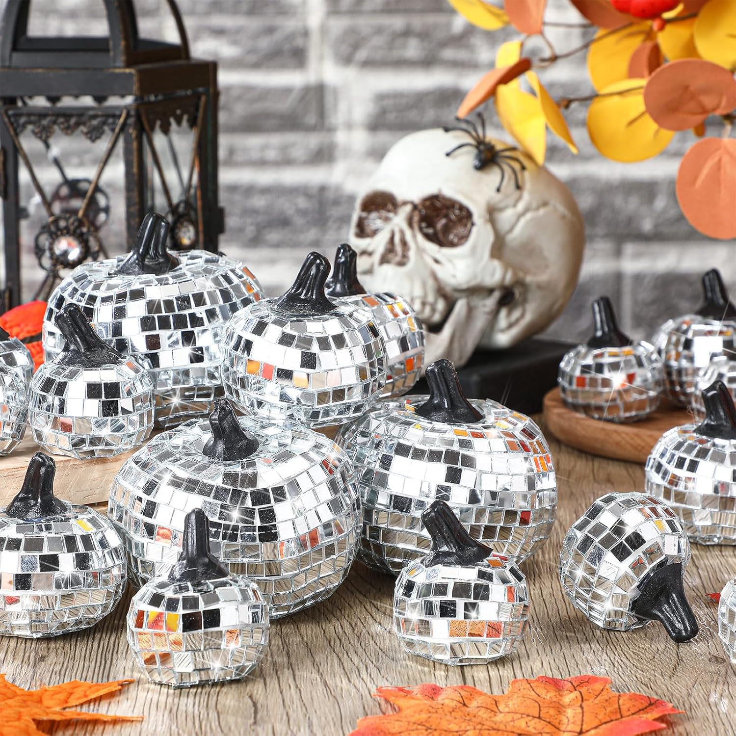 Geelin 20 Pcs Silver Disco Pumpkins Decor