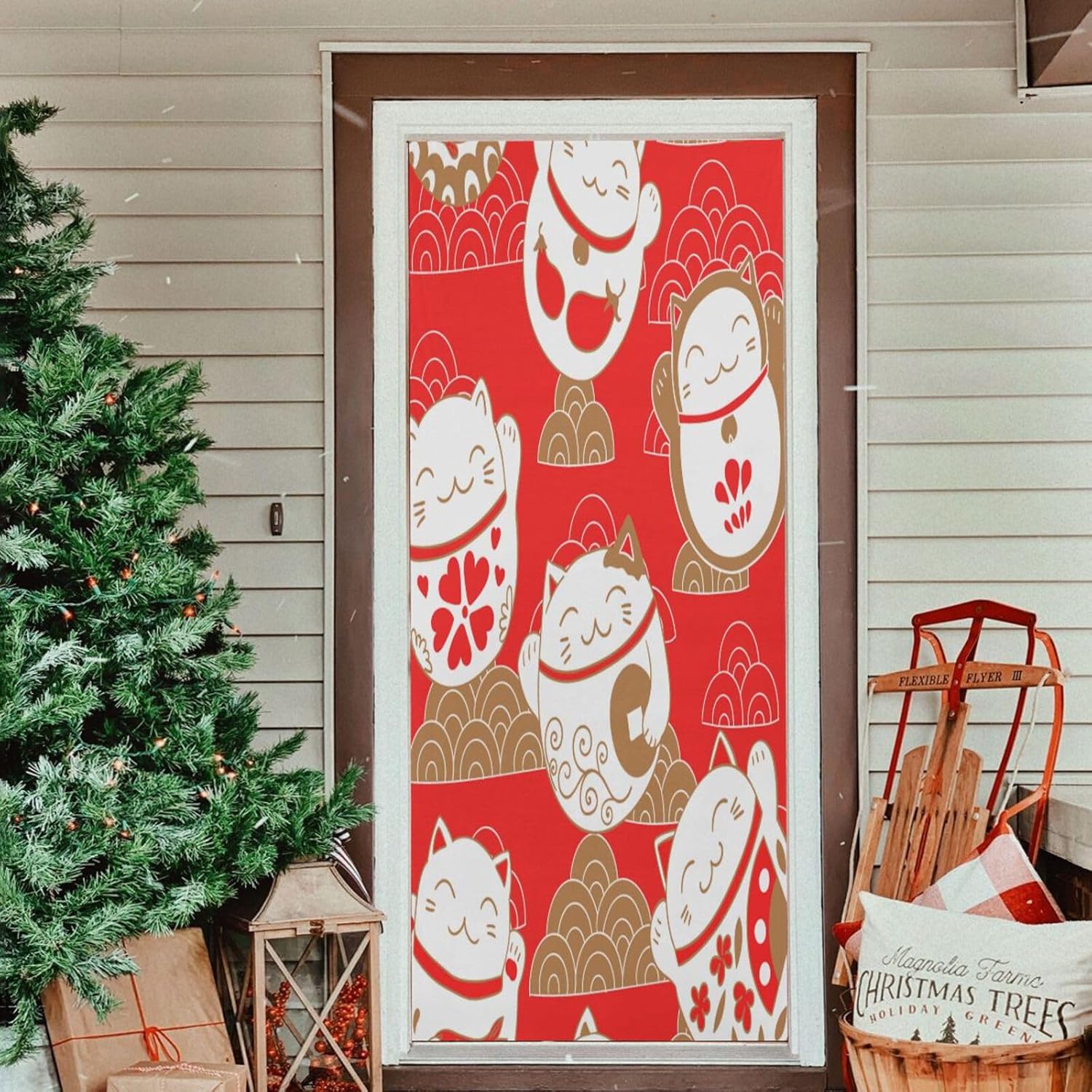 Cats Maneki Neko Halloween Door Cover 32x79 in