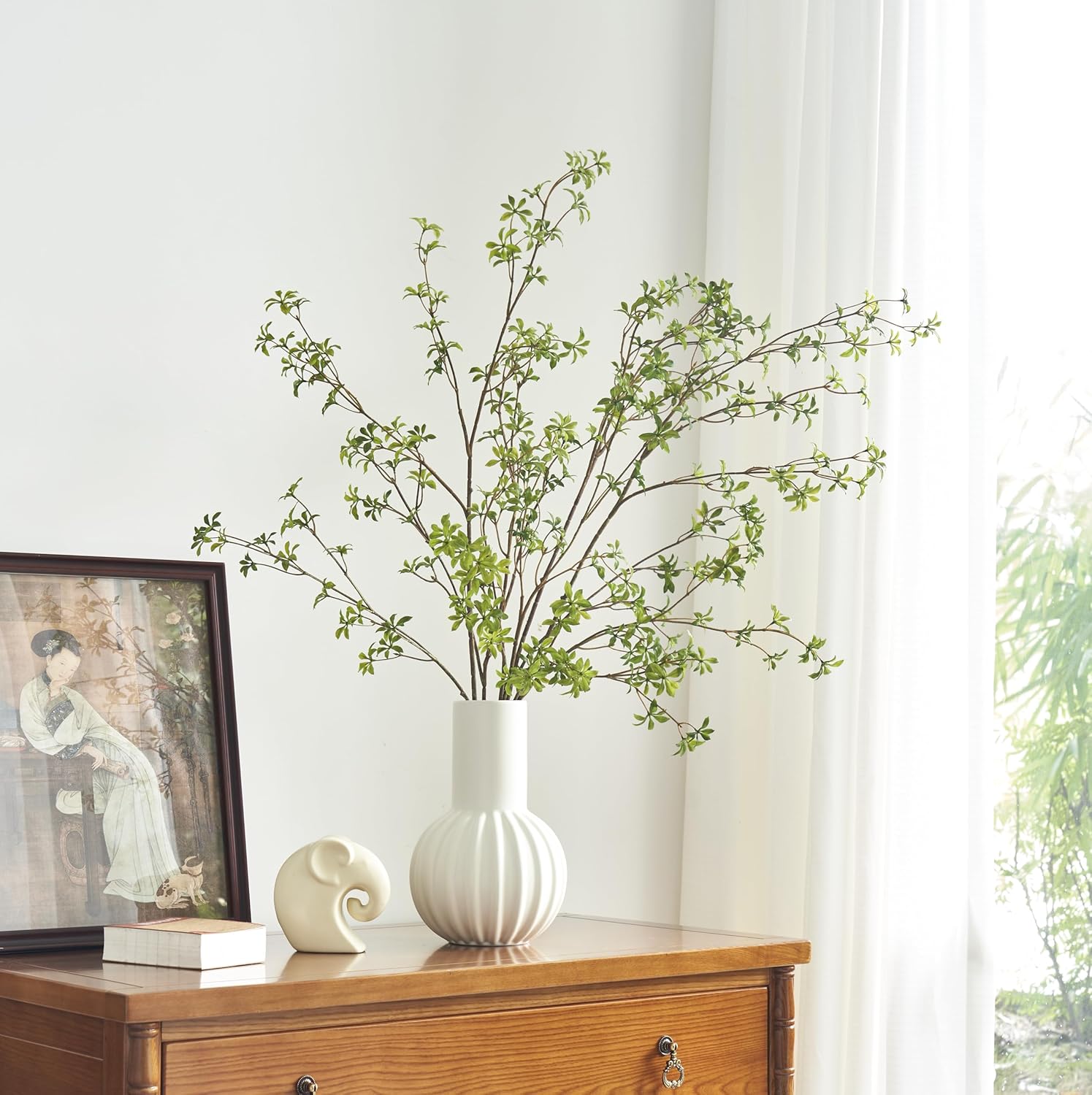 Artificial Greenery Stems 47 Tall Faux Enkianthus Branches 3 Packs Green