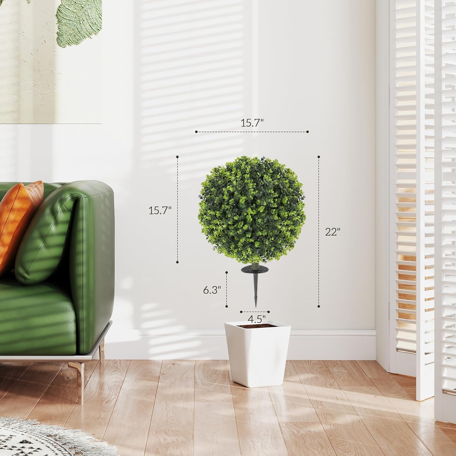 HOMCOM Artificial Boxwood Topiary Ball with Ground Stake