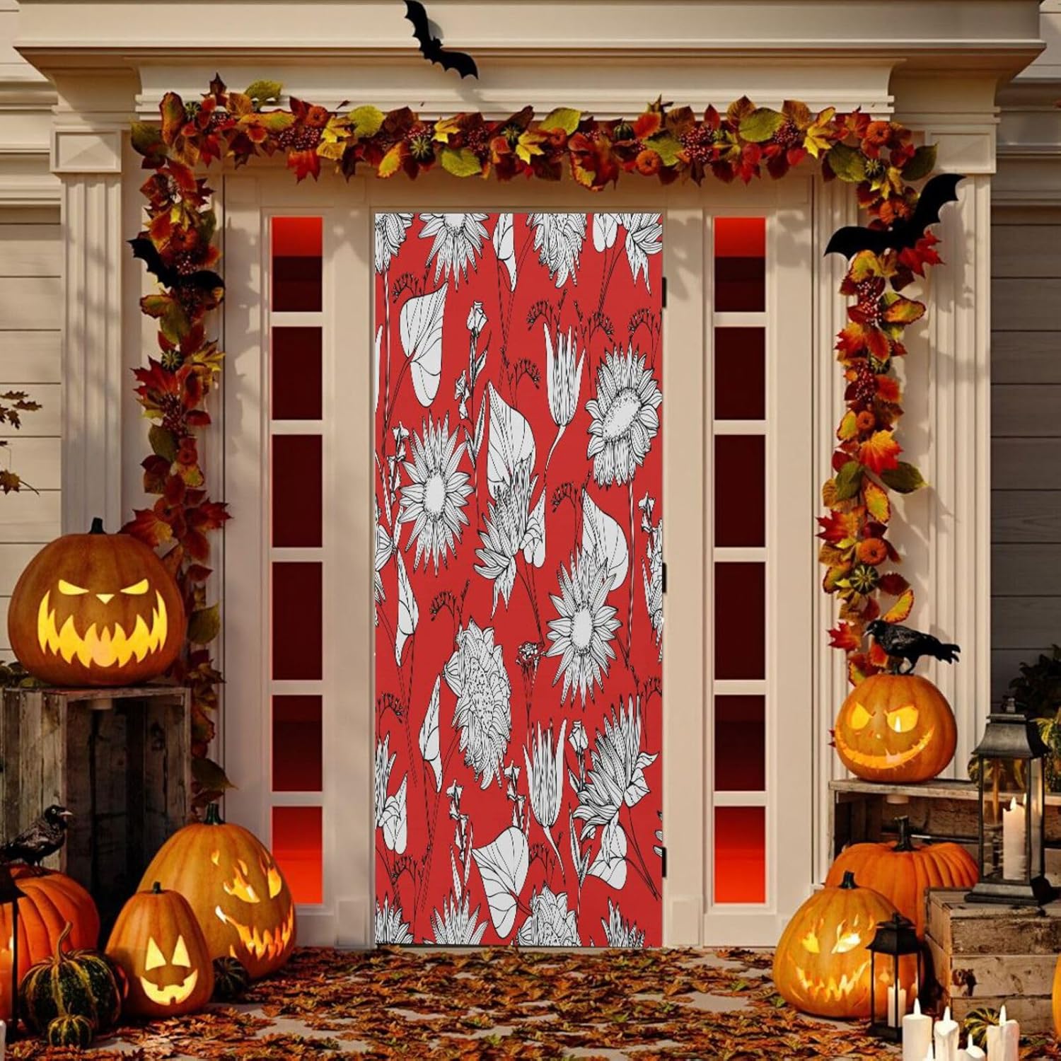 Susiyo Autumn Wildflowers Halloween Door Cover 32x79 in