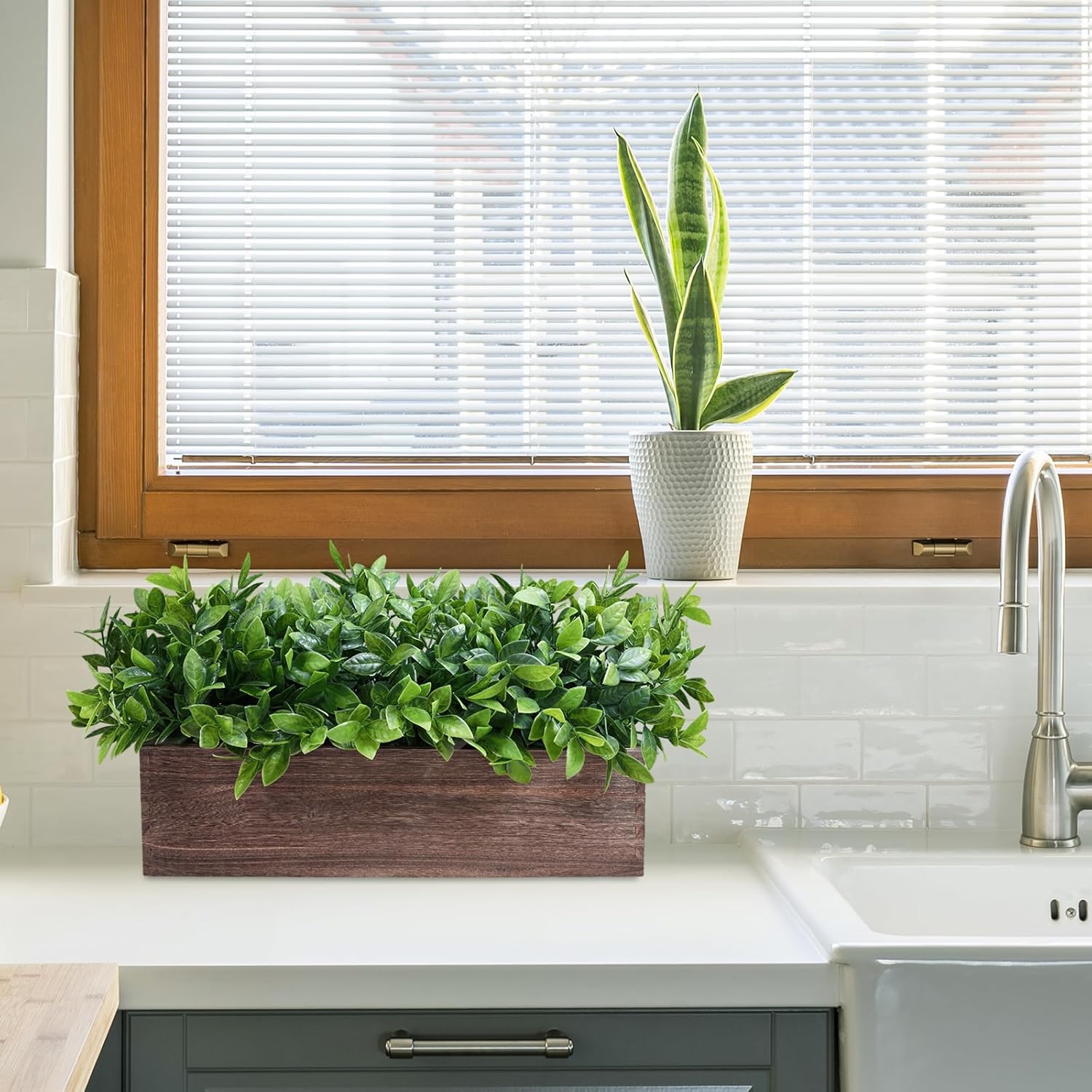 Winlyn 14 Inch Artificial Boxwood Plant Decor