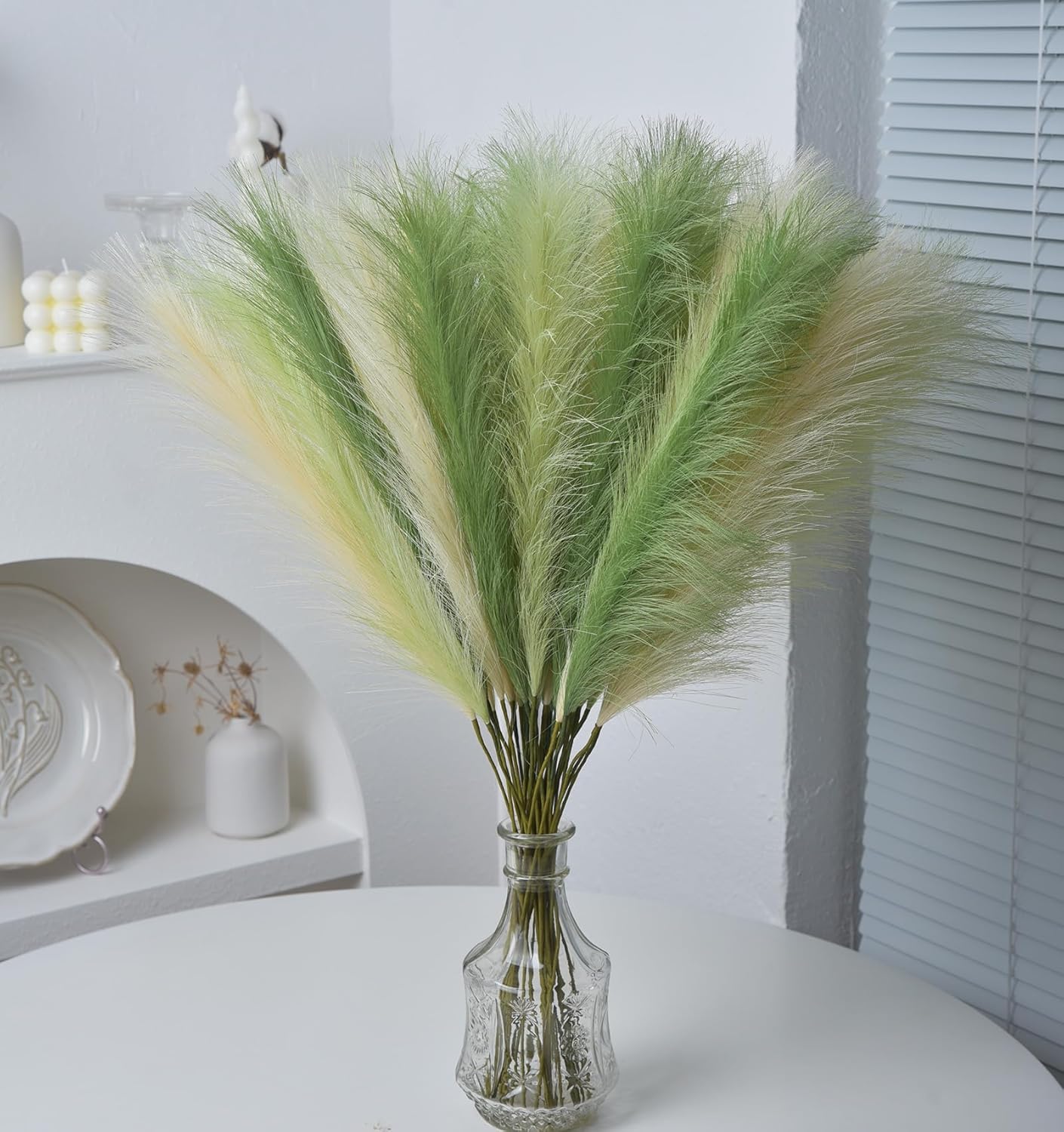 LSKYTOP Green Pampas Grass Decor 23Inch 12pcs Artificial Bouquets
