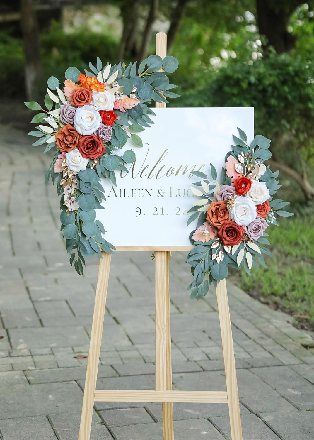 Burnt Orange Wedding Arch Flowers Set of 2