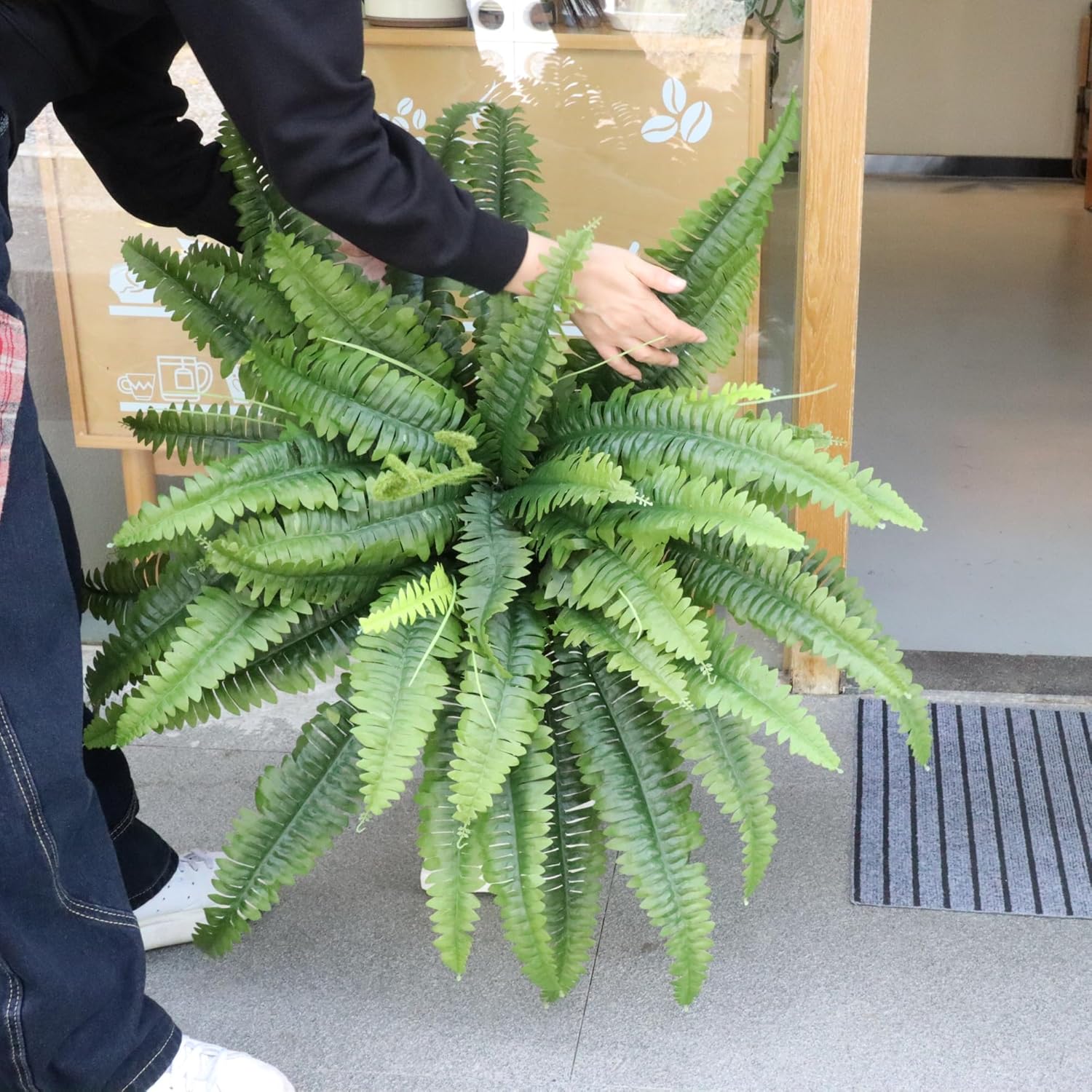 zooFernzoom Artificial Ferns 45in Large Fake Plants 2 Stems