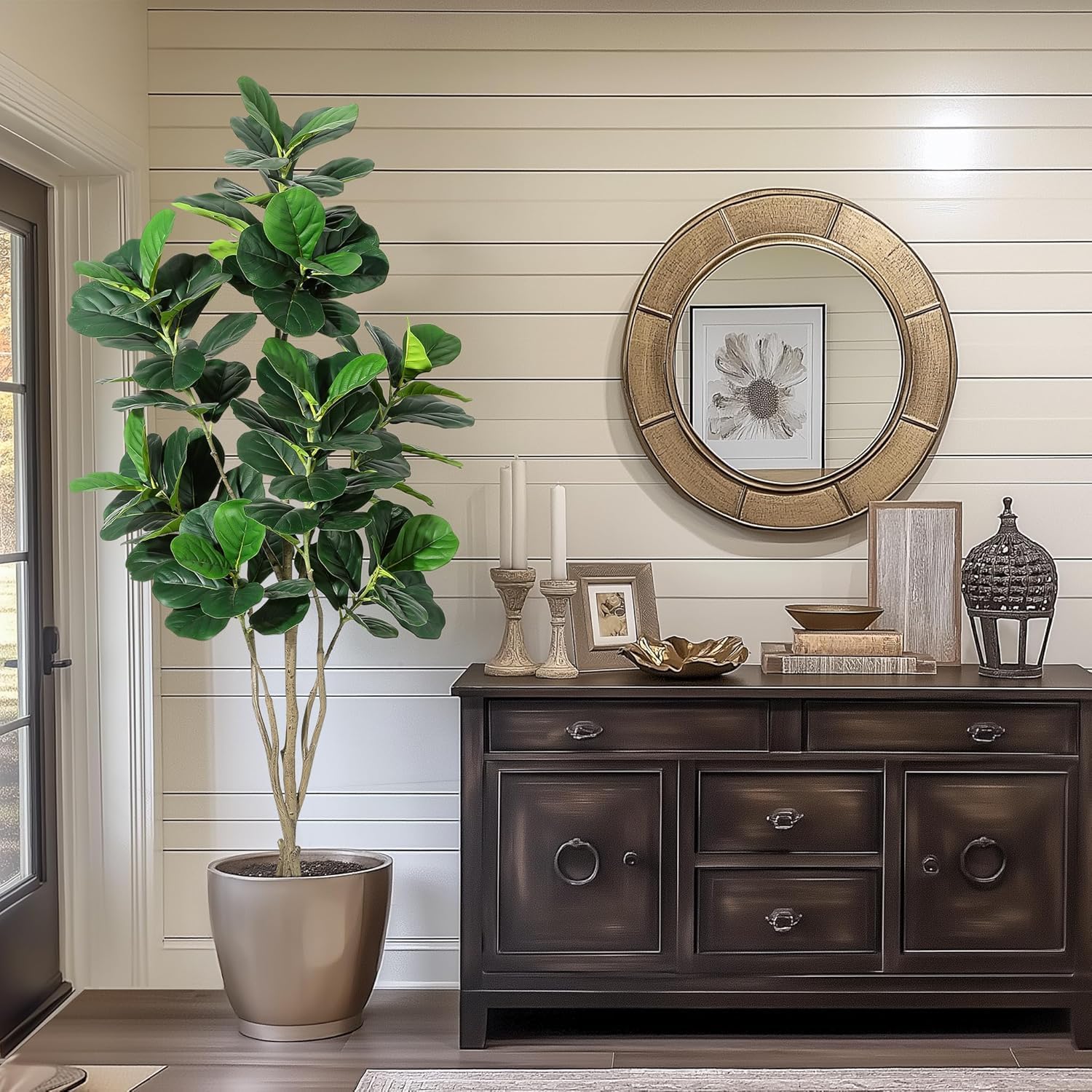 6FT Fiddle Leaf Fig Artificial Tree with Black Planter