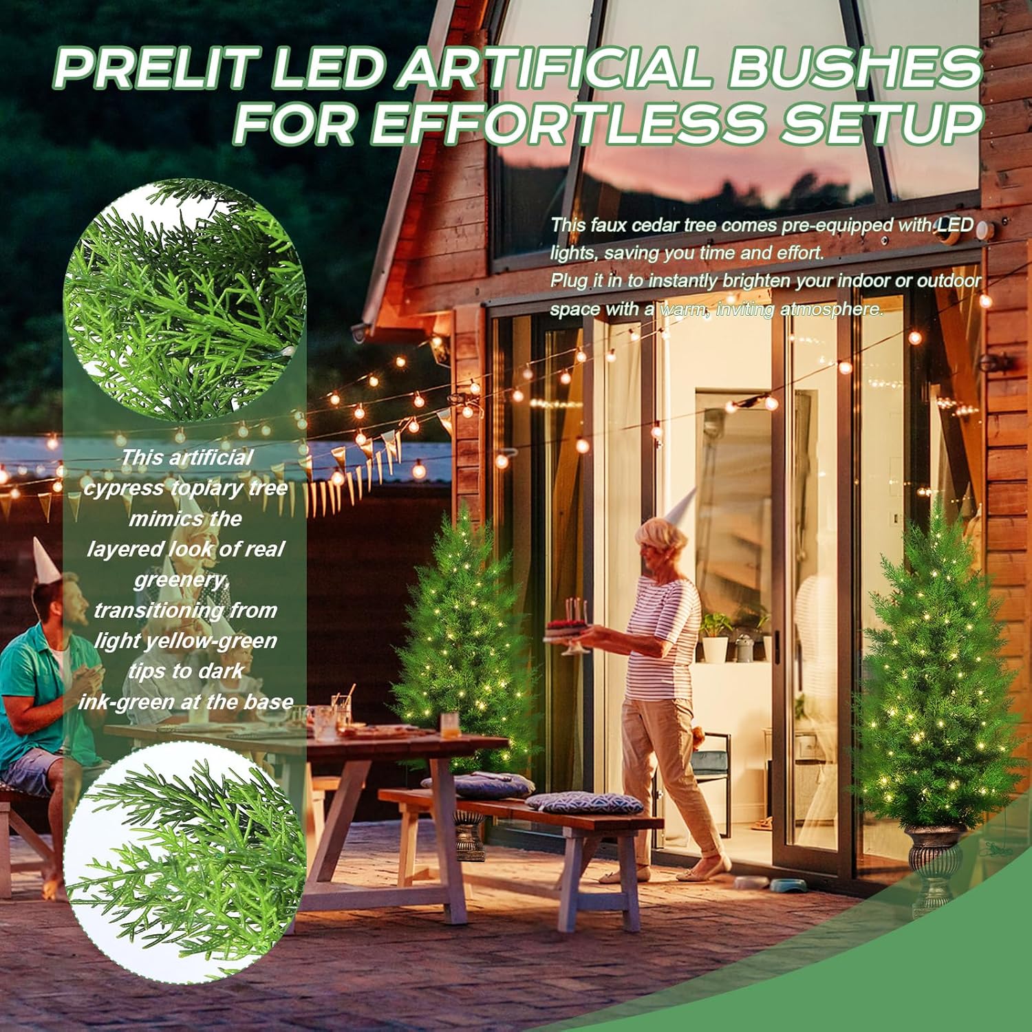 Gfilay 4FT Pre Lit Topiary Tree with LED Lights