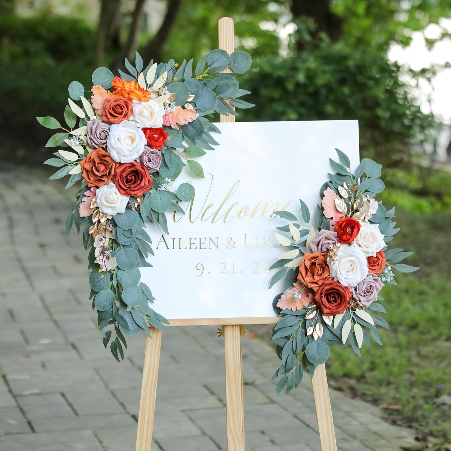 Burnt Orange Wedding Arch Flowers Set of 2