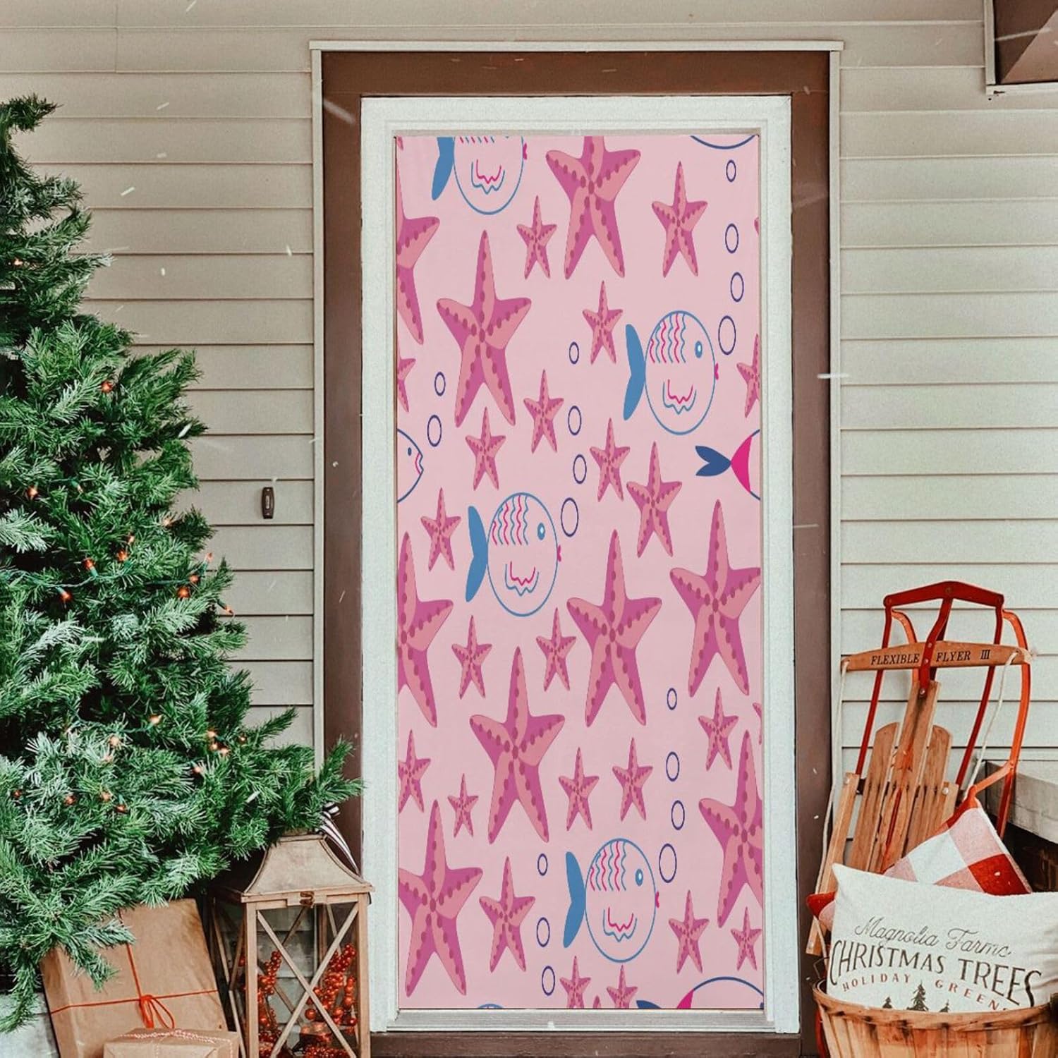 Susiyo Pink Starfish Door Cover 35x79 Inch