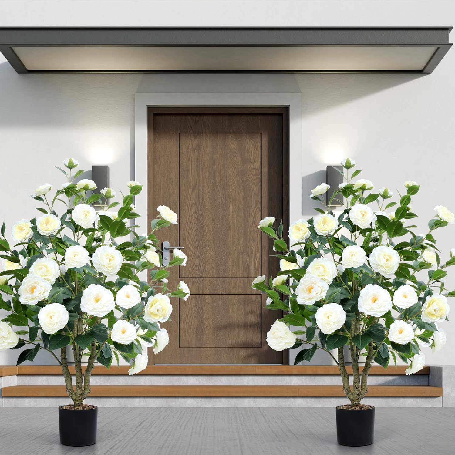Lifelike Artificial Camellia Tree 2 Pack