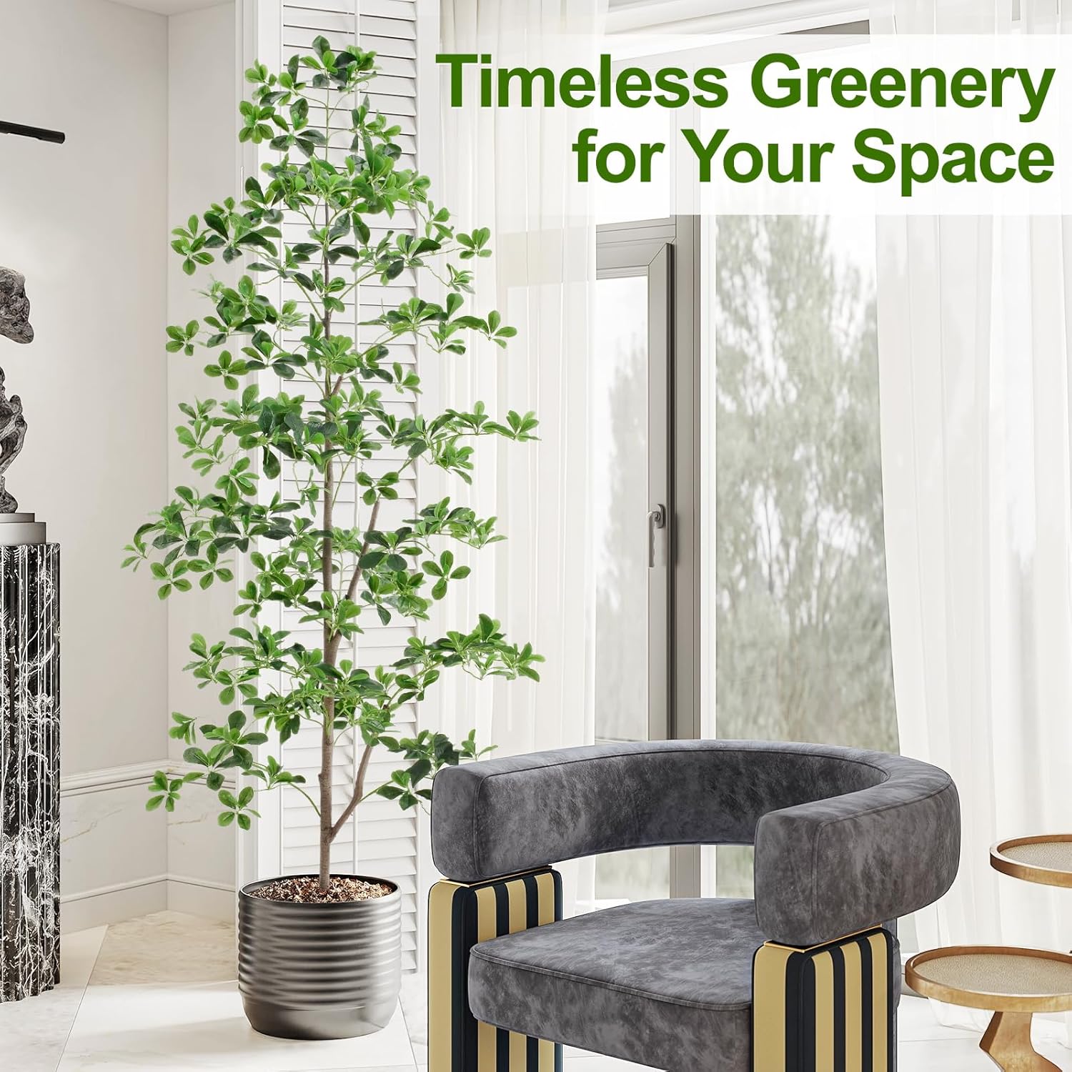 7ft Tall Artificial Black Olive Tree with 1260 Lifelike Leaves