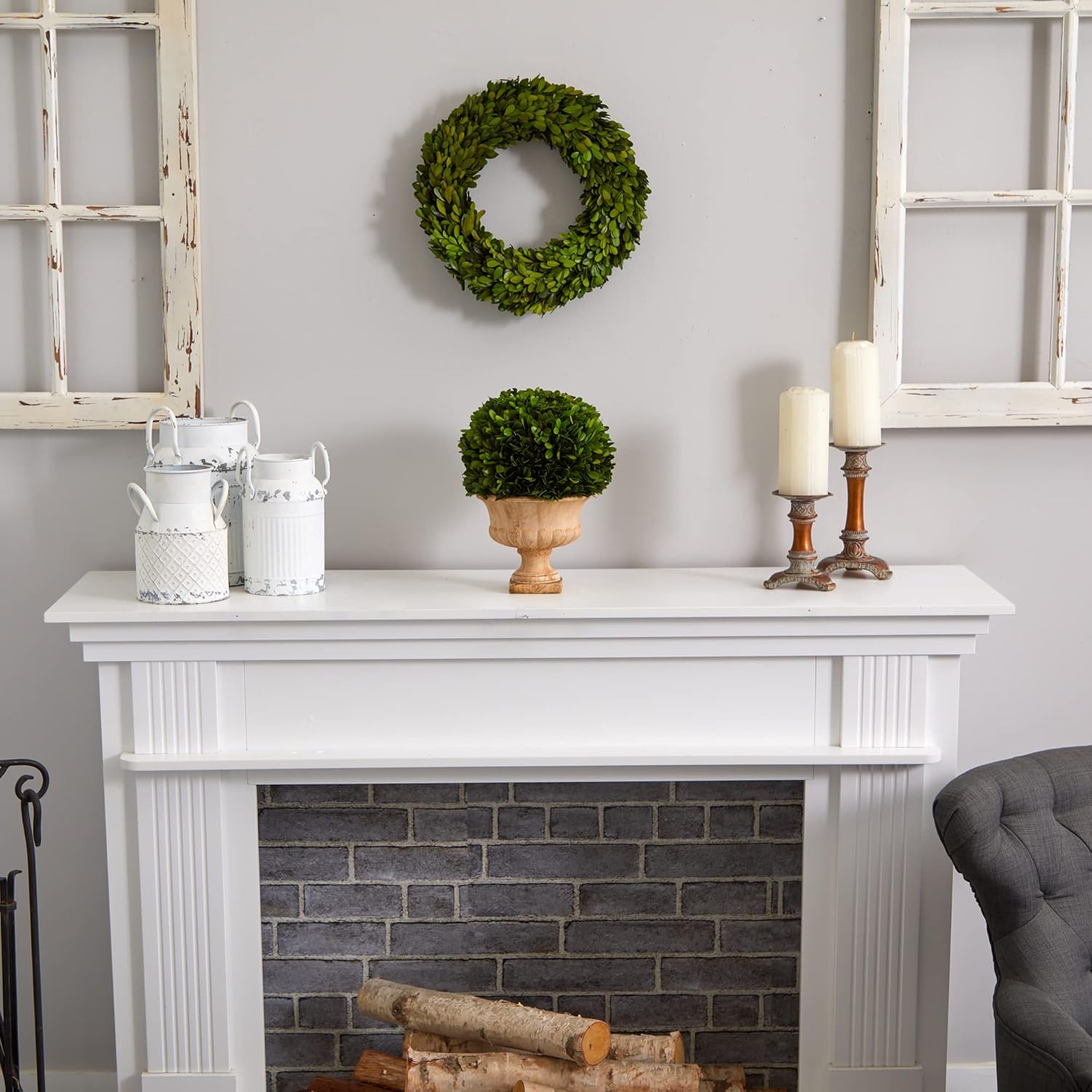 Nearly Natural 12in Boxwood Topiary Ball in Urn